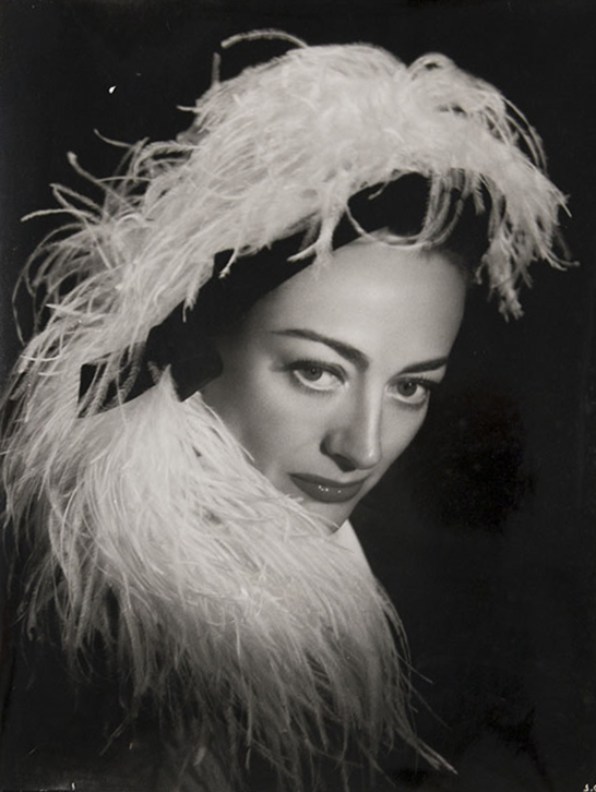 Actress Joan Crawford in Feathered Hat
