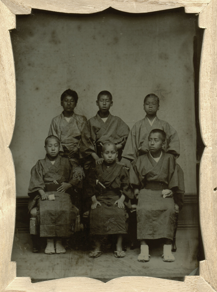 Portrait of Six Boys, Taken at the Kitano Keidai Shrine Located in Kyoto