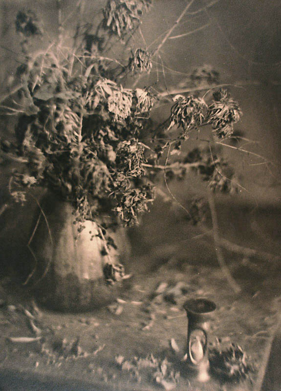 Eugène Lemaire - Still Life of Dying Flowers and Hour Glass Timer