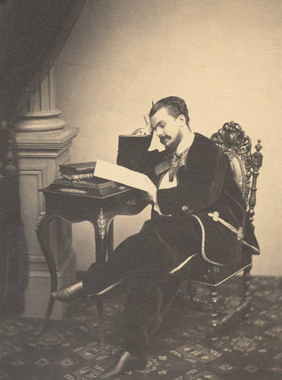Duc de Massa - Self Portrait Sitting at a Table Reading a Paper Duc de Massa - Self Portrait Sitting at a Table Reading a Paper